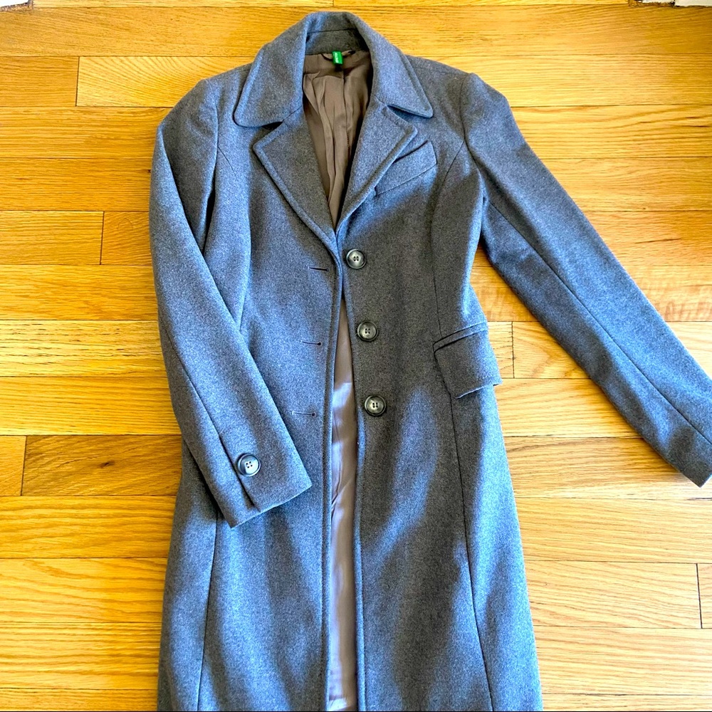 Vintage United Colors of Benetton gray long coat
